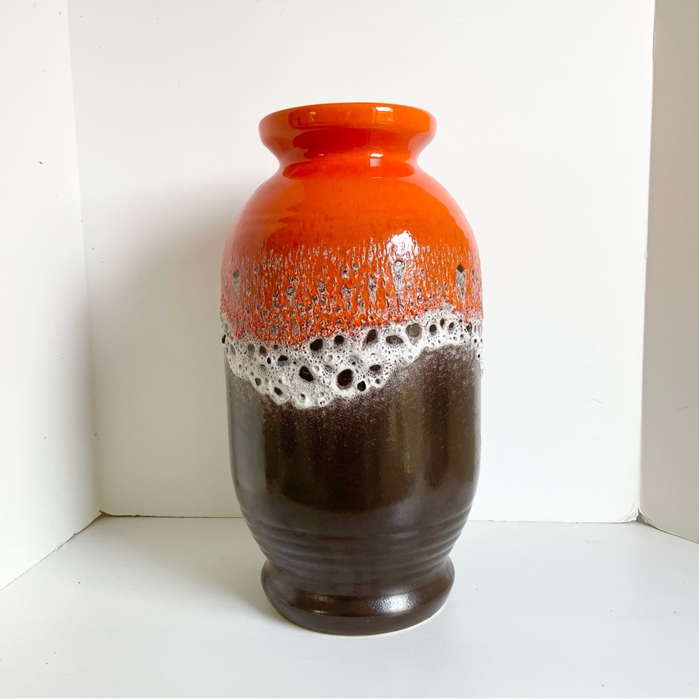 16” west Germany lava floor vase